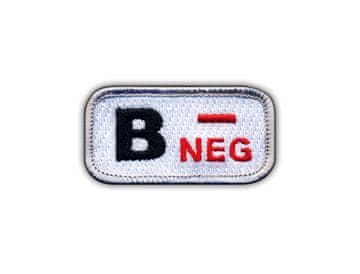 Našivka Krvna grupa B "negativna" bijela/crvena - Prišivna - Vezena našivka/značka/amblem