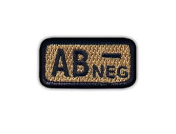 Našivka Krvna grupa AB "neg" kojot-smeđa - Prišivna - Vezena našivka/značka/amblem