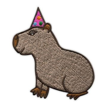 Capybara s kapom za zabavu - Podloga za peglanje / toplinsko lijepljenje - Vezena zakrpa/značka/amblem