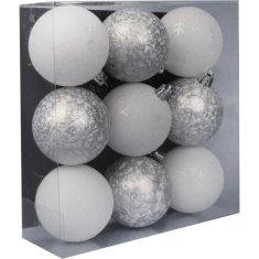 Set od 9 smrznutih plastičnih kuglica sa šljokicama, puderasto ružičasta boja, 6 cm