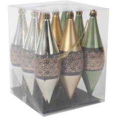 Set od 9 plastičnih ukrasa u obliku ledenica sa šljokicama, 15 cm