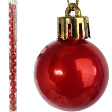 Set od 16 plastičnih božićnih kuglica u tubi, crvene, 3 cm