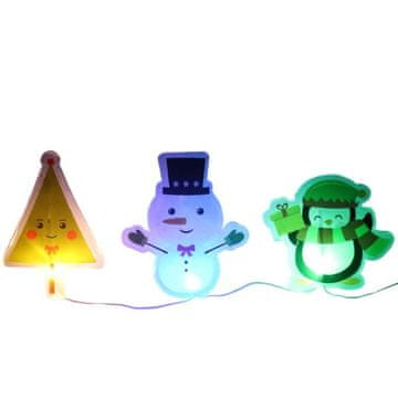 Želatinozne božićne naljepnice 3 LED za staklo na prozoru II