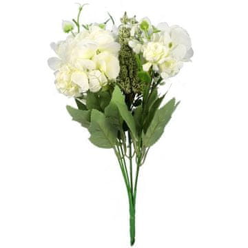 Elegantan buket od umjetne hortenzije i miješanog cvijeća - krem boja, 32 cm