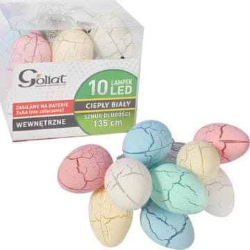 Uskršnji svjetlosni vijenac s jajima, LED, rustikalna dekoracija, 10 lampica, šareno, na baterije