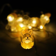 Žute uskrsne lampice u obliku zečića, 10 LED, napajanje na baterije, dekoracija za interijer i vrt