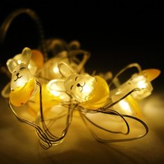 Žute uskrsne lampice u obliku zečića, 10 LED, napajanje na baterije, dekoracija za interijer i vrt