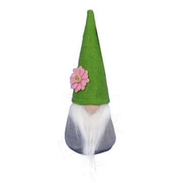Proljetni patuljak s bradom i sivom kakoicom - ukrasna uskrsna figurica, 17 cm
