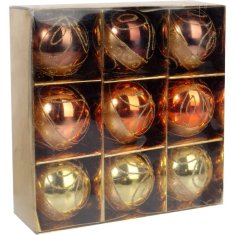 Set od 9 dekorativnih božićnih kuglica u nijansama smeđe, 6 cm.