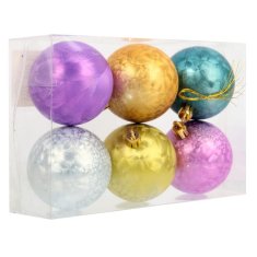 Set od 6 plastičnih kuglica u više boja - božićni ukras 6 cm