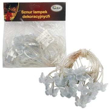 Dekorativne lampice bijeli leptirići 20 LED na prozirnom kabelu