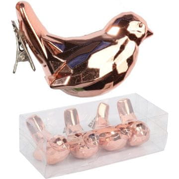 Set od 4 plastičnih ptića na štipaljkama, 6 cm