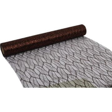 Smeđi organza s brokatnim otiskom 0,50 x 10 m