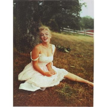 Slika Marilyn Monroe na travi, platno 26cm x 20cm