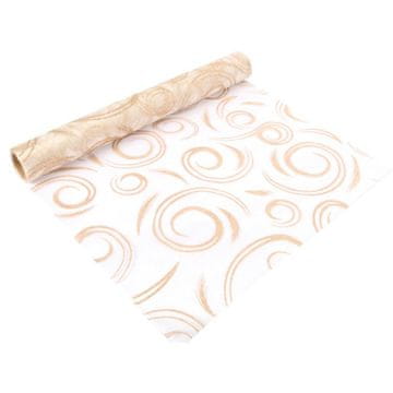 Organza zlatna s brokatnim uzorkom na špuli 35 cm x 5m