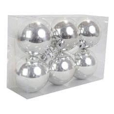 Set od 6 srebrnih plastičnih kuglica promjera 6 cm sa sjajem