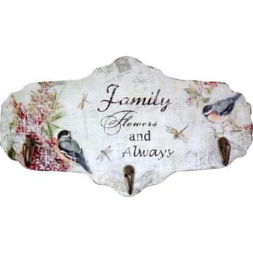 Zidna vješalica Family s tri kuke 17x 30 cm