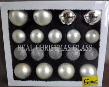 Komplet od 18 elegantnih srebrnih božićnih kuglica - mat, sjaj, glitter
