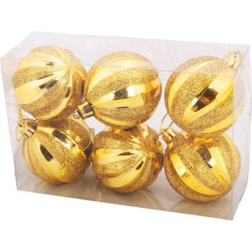 Zlatne božićne kuglice dekorirane utiskivanjem 6cm - set od 6 kom.