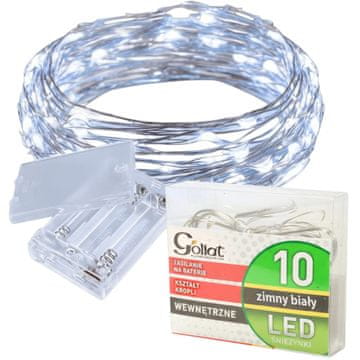 Štedljive božićne lampice-ljepotice na bijeloj žici s 10 LED dioda, hladno bijela boja, na AA baterije