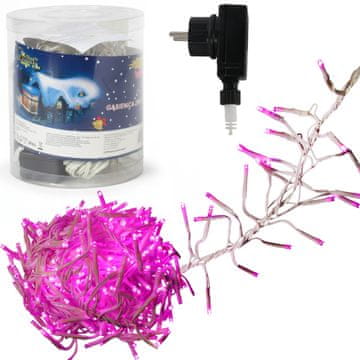 Lampice za bor, 288 led tipa gusjenica Cluster, ružičasta boja, 2 m