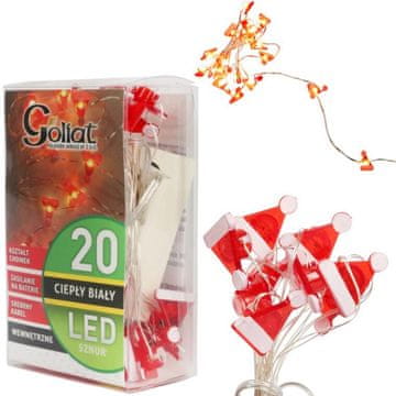 Božićne lampice na užetu KAPA DJEDA MRAZA, 20 LED, na baterije
