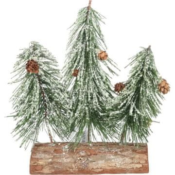 Božićni ukras tri božićna drvca na panju, 22 cm