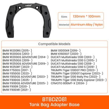 BOO Držač za torbu na rezervoar Easy za BMW, Ducati, Triumph, CF Moto