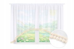 SLATKA DJEČJA ZAVJESA za dijete s bež BOHO pomponima 400 x 145