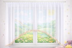 SLATKA DJEČJA ZAVJESA za dijete s bež BOHO pomponima 500 x 145