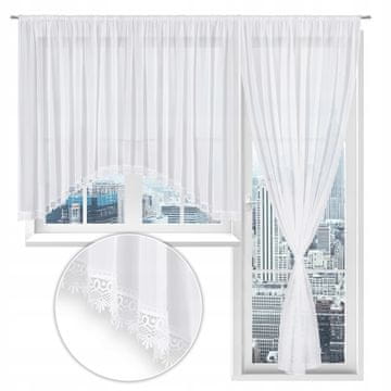 ZAVJESE za prozor i balkon, set GUIPURA VOIL za dnevni boravak/spavaću sobu 300x145 200x250