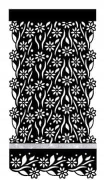 P47 SCREEN panel moderna elegantna ažurna zavjesa CVIJEĆE glamurozna 60x120 crna