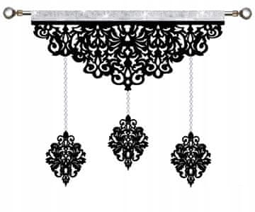 Moderna zavjesa EKRAN ažur Garland s kristalima GLAMUR crna 90 cm