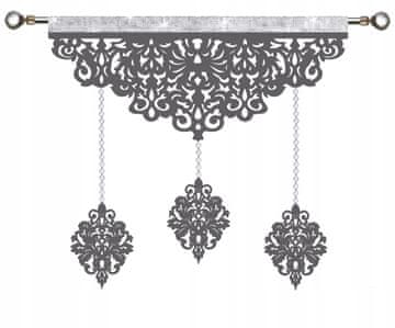 Moderna zavjesa EKRAN ažur Garland s kristalima GLAMUR siva 90 cm