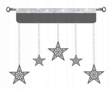 Božićna zavjesa Lambrequin STARS glamour Božić Zima 90 cm siva