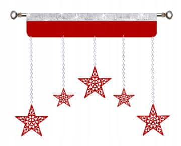 Božićna zavjesa Lambrequin STARS glamour Božić Zima 90 cm crvena