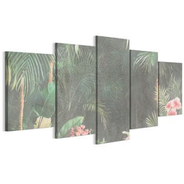 Slika na talijanskom platnu 100 x 50 cm pentaptih - stil džungle - priroda Slika na talijanskom platnu 200 x 100 cm pentaptih - stil džungle - priroda