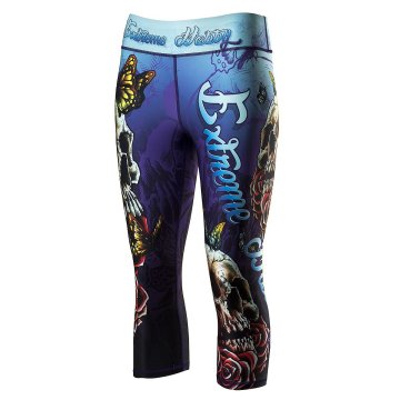 Extreme Hobby Ženske sportske tajice SKULL 2 3/4 XL PLAVE