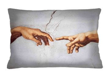 Bertoni Dekorativni jastuk s printom elegancije Stvaranje Adama (Michelangelo) 40×60 cm - baršun, dvostrani print, patentni zatvarač, antialergijsko punjenje, vrhunski proizvod