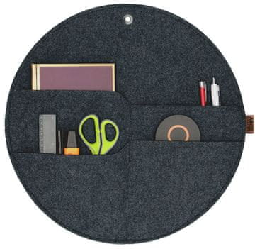 Bertoni "Circle" XL filcani zidni organizator, promjer 45 cm - antracit, 4 džepa, ekološki prihvatljiv