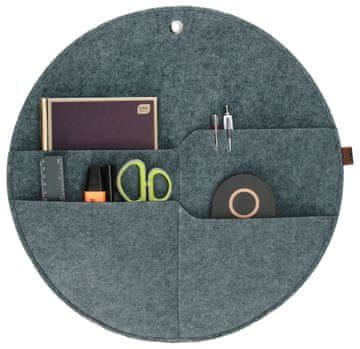 Bertoni "Circle" XL filcani zidni organizator, promjer 45 cm, siva, 4 džepa, ekološki prihvatljiv