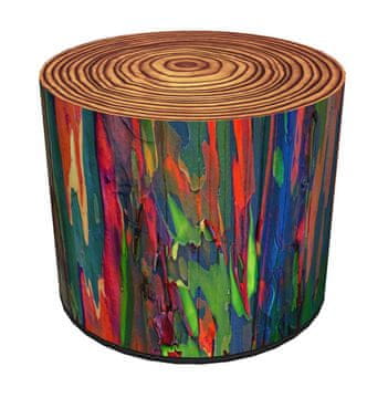 Bertoni Dekorativni puf, , Egzotični print - okrugli puf za dnevni boravak, hodnik, cilindar 40 cm, elegantan, patentni zatvarač, periv
