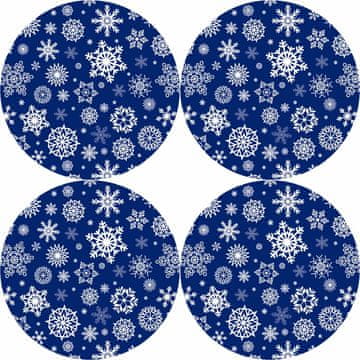 Bertoni Set od 4 okrugle podloge za 4D stolove, 33 cm - SNIJEG | Ekološki filc, HD print, perivo na 40 °C,