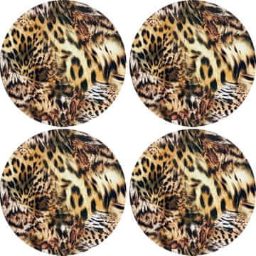 Bertoni Set od 4 okrugle podloge za 4D stolove, 33 cm - SAFARI NEW | Ekološki filc, HD tisak, perivo na 40 °C,