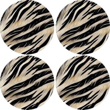 Bertoni Set od 4 okrugle podloge za 4D stolove 33 cm - ZEBRA NOVO | Ekološki filc, HD tisak, pranje 40 °C,
