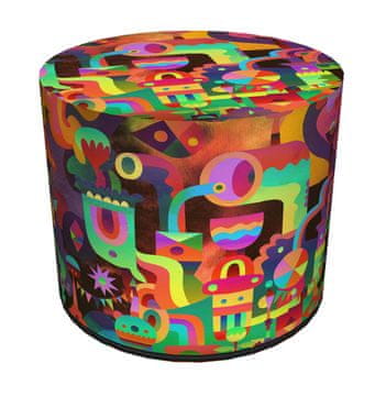 Bertoni Dekorativni puf, , Uzorak igara - okrugli puf za dnevni boravak, hodnik, cilindar 40 cm, elegantan, patentni zatvarač, periv