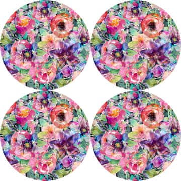 Bertoni Set od 4 okrugla podmetača za stol 4D 33 cm - FLORA | Ekološki filc, HD print, pranje 40 °C,