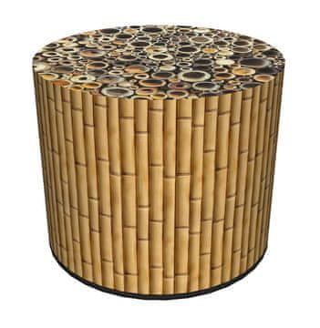 Bertoni Dekorativni puf, , uzor bambusa - okrugli puf za dnevni boravak, hodnik, cilindar 40 cm, elegantan, patentni zatvarač, periv
