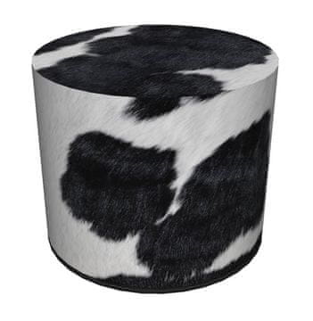 Bertoni Dekorativni puf, , uzor krave - okrugli puf za dnevni boravak, hodnik, cilindar 40 cm, elegantan, patentni zatvarač, periv