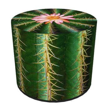 Bertoni Dekorativni puf, , uzorak kaktusa - okrugli puf za dnevni boravak, hodnik, cilindar 40 cm, elegantan, patentni zatvarač, periv